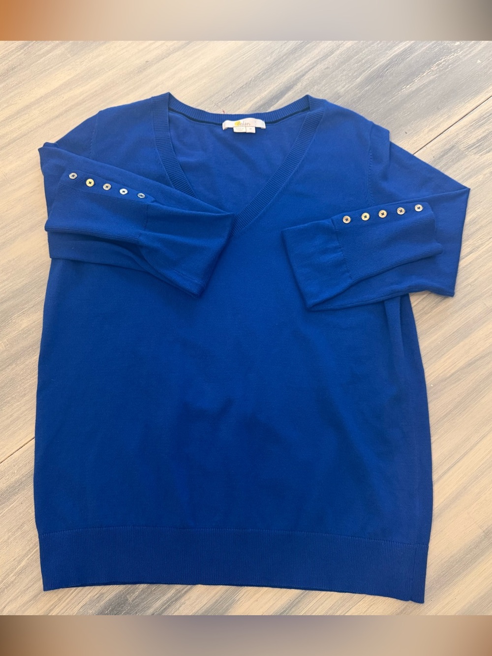 Boden Tilly Relaxed V Neck Sweater Medium Preppy Cobalt Royal Blue